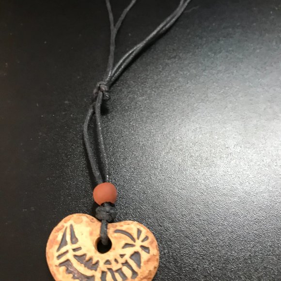 16-28" Long Brown Cord Necklace with Ceramic Focal Bead - Picture 2 of 3